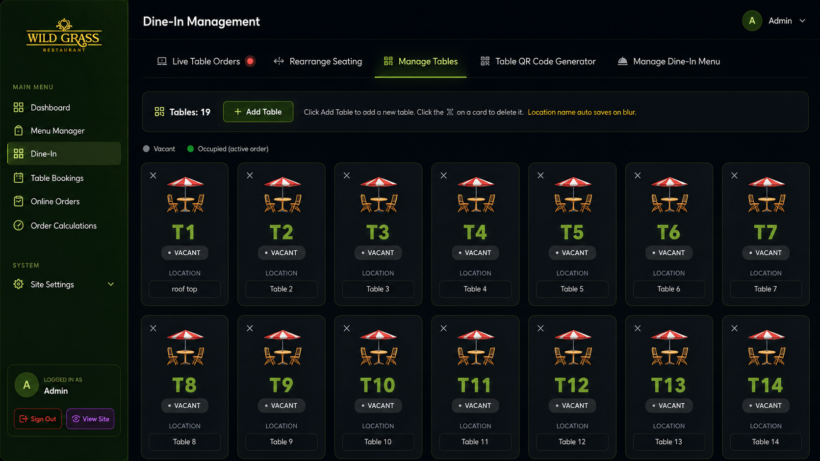 Restaurant Management System screenshot