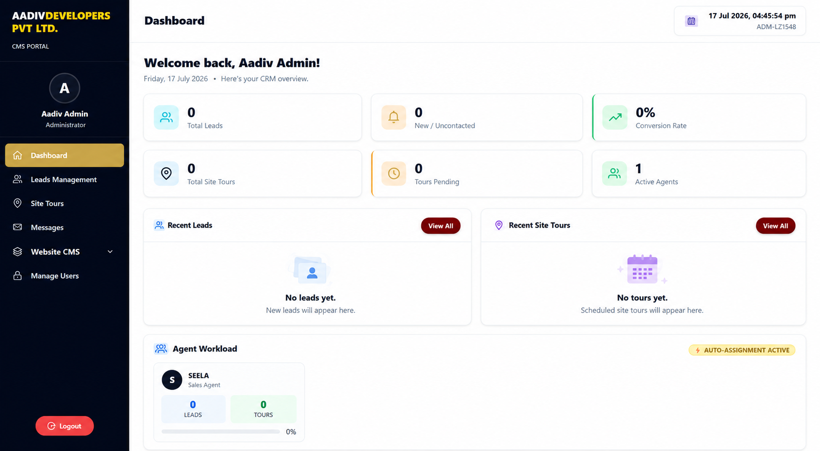Real Estate Management System combining a Content Management System (CMS) and Customer Relationship Management (CRM) screenshot